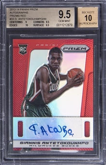 2013-14 Panini Prizm Autographs "Prizms Red" #33 Giannis Antetokounmpo Signed Rookie Card (#06/49) - BGS GEM MINT 9.5/BGS 10